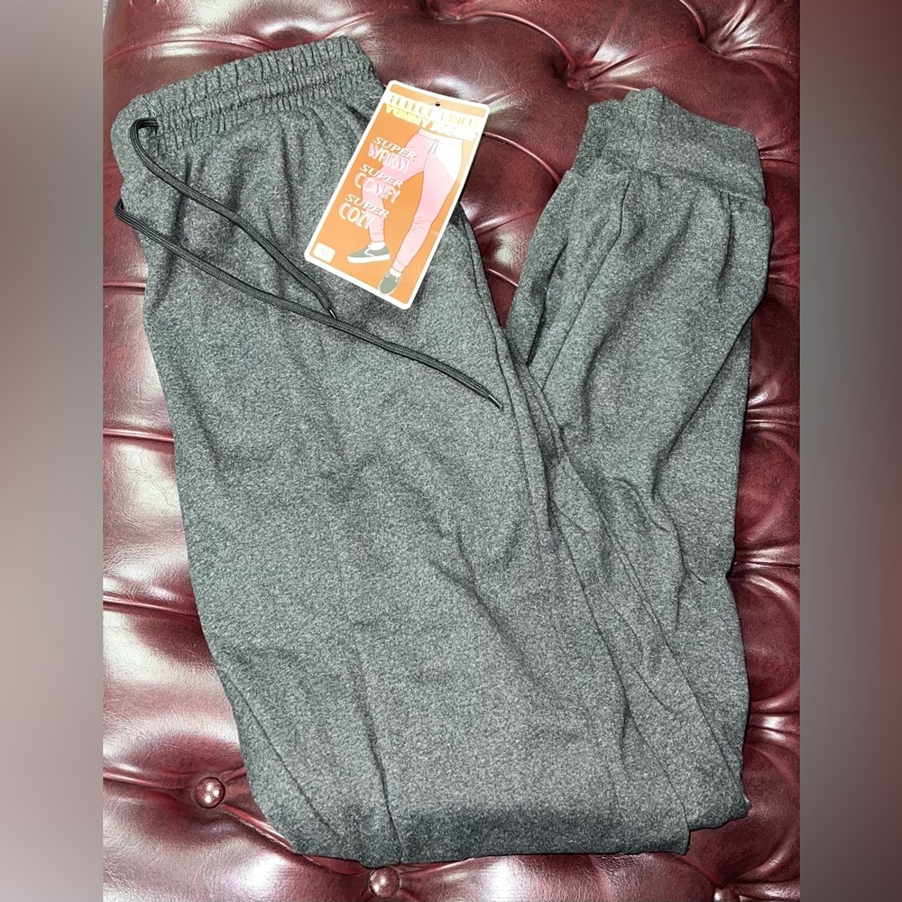 New Shosho NWT Gray Fleeced Lined Drawstring Yummy Joggers Size Medium